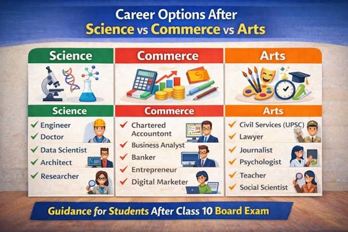 10वी नंतर Arts Commerce Science